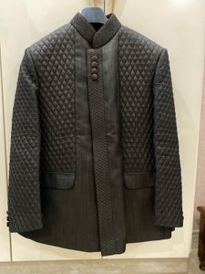 Premium Silk Coffee Brown Quilted Men Suit Set