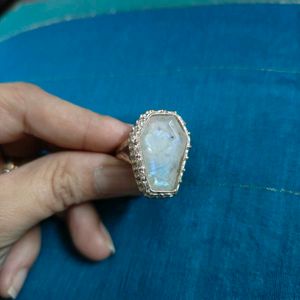 Coffin Moonstone Ring