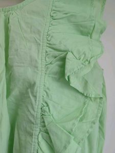 Green Ruffle Sleeveless Top