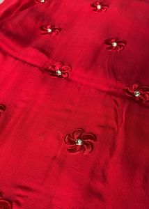 Beautiful Red Floral Saree With Blouse