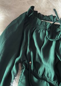 Green Off-Shoulder Ruffle Blouse