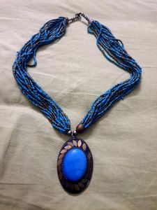 Blue Beads Long Necklace