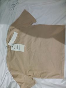 Zara Basic Round Neck  Crop Top (Nude)