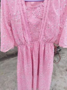 Pink Floral Midi Dress