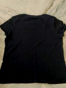 Elegant Black Embellished T-Shirt