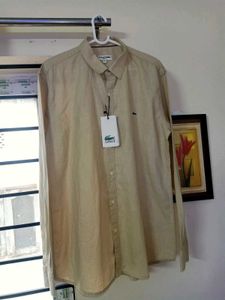 BRAND NEW LACOSTE BEIGE COTTON SHIRT