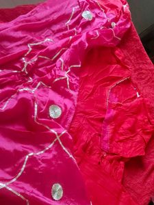 Red Ethnic Kurta with Dupatta