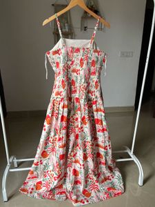 Fit &amp; Flare Tropical Beach Printed Maxi Dress