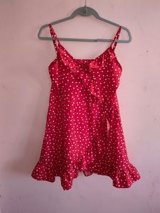 Heart Shaped Ruffled Mini Cami Dress