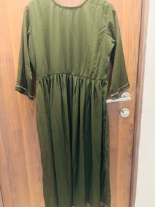 Olive Embroidered Dress