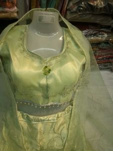 Lime Green Embroidered Lehenga Set