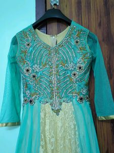 Teal Embellished Anarkali Dress(Size-M)