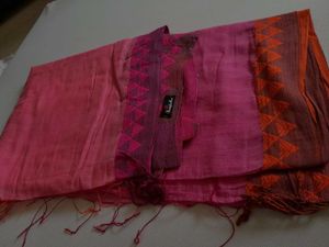 pink cotton saree