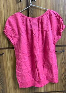 Pink Embroidered Casual Top