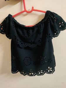Off Shoulder Black Crop Top