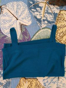 Elegant Blue Knit Tank Top