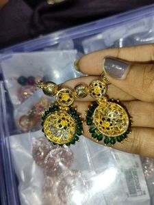 Green &amp; Crystal Floral Pendant Components