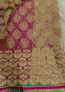 Elegant Maroon &amp; Pink Sari