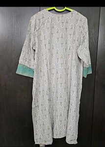 Gray Printed Cotton Kurti