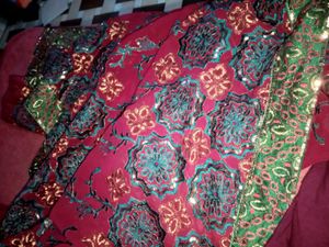 Heavy Wedding Embroidery and sequence work saree