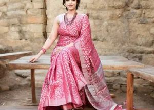 Elegant Pink Banarasi Saree