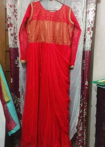Heavy Party Wear Gown With Side Frill ❤️