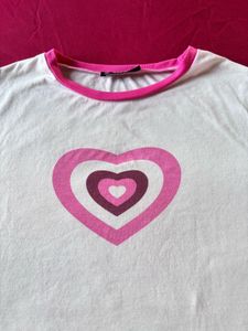 Shein Cute White &amp; Pink Tshirt