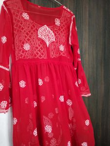 Red Bohemian Threadwork Kurti