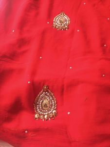Red Embellished saree