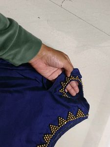 Navy Blue Beaded Blouse