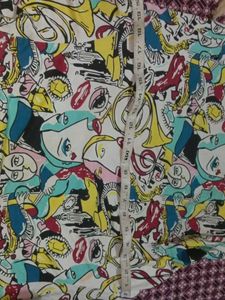 L Size Cartoon Style Printed Tshirt For Women