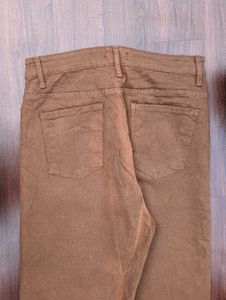 Brown Wide Leg Denim Jeans