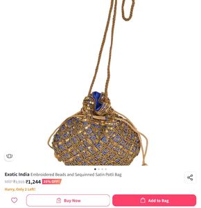 Exotic India Embroidered Satin Potli