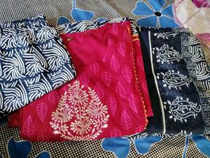 Tomato Red Kurti Set With Bottom And Duppata
