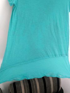 Turquoise Floral Embellished Top