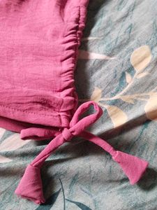 Pink Textured Tie-Waist Top