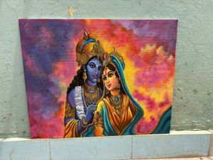 big Krishna Radha Painting on 16×20 inches canvas