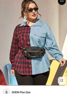 Shein Half Denim N Plaid Shirt
