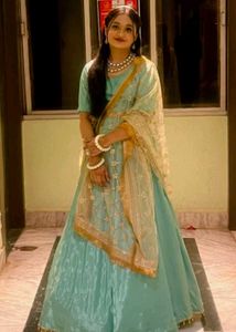 Aqua Blue Anarkali Lehenga
