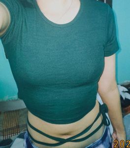 Emerald Green Crisscross Crop Top