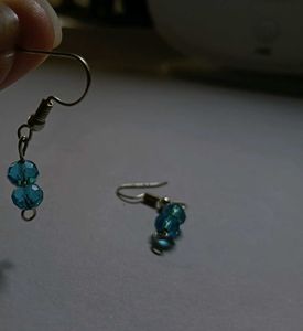Blue Beaded Drop Earrings