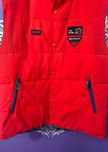 Red Sleeveless Puffer Jacket
