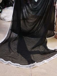 Elegant Black Dupatta with Lace