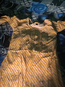 Yellow & White Striped Kurti