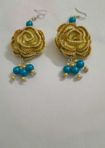 crochet rose earrings