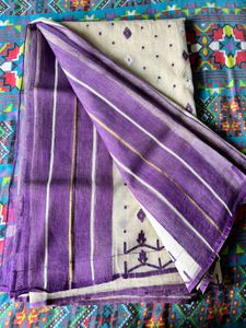 pure cotton needle jamdani saree