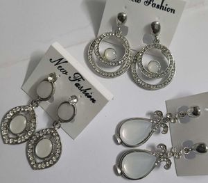 3 Silver Tone Earrings Set