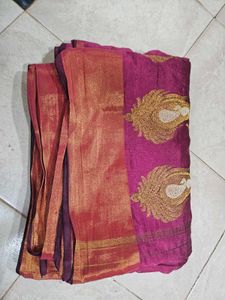 Purple Embroidered Ethnic saree