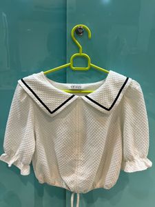 White Peter Pan Collar Top