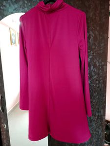 SHEIN TURTLE NECK MAGENTA MINI DRESS